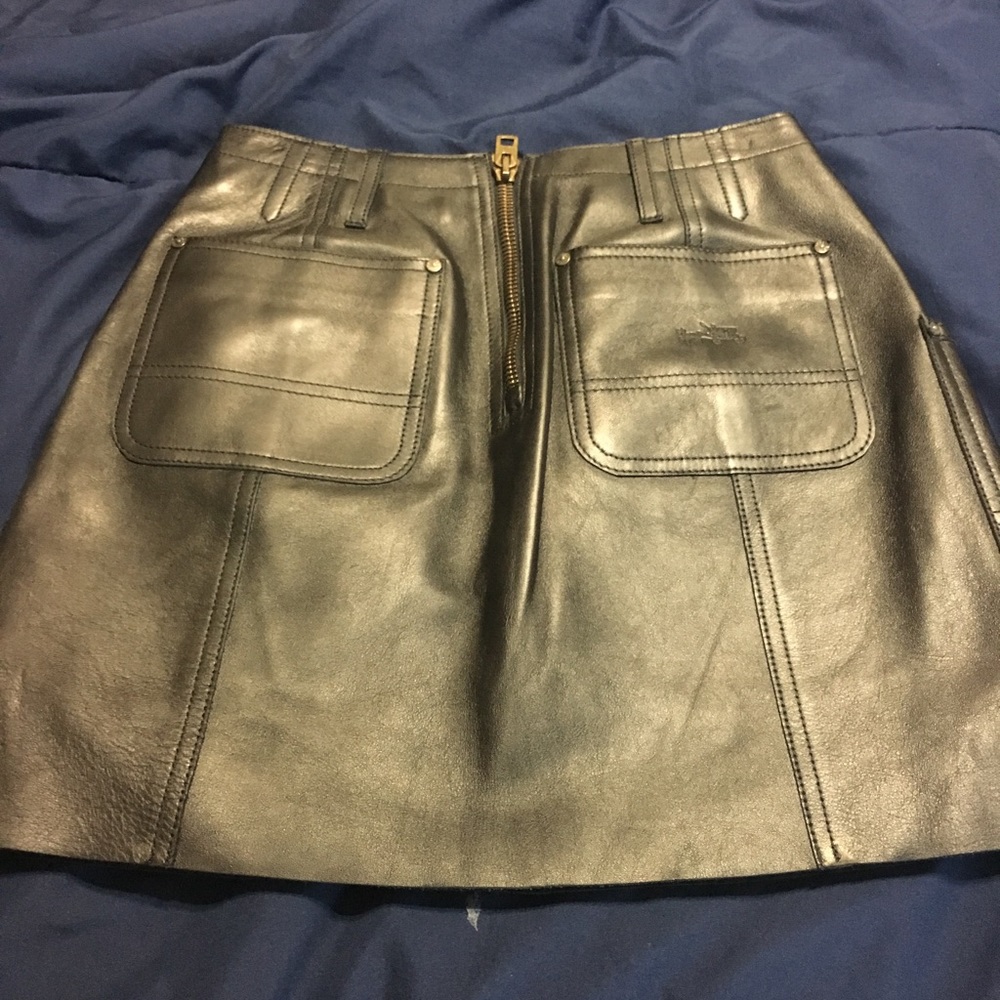 Black mini leather skirt
